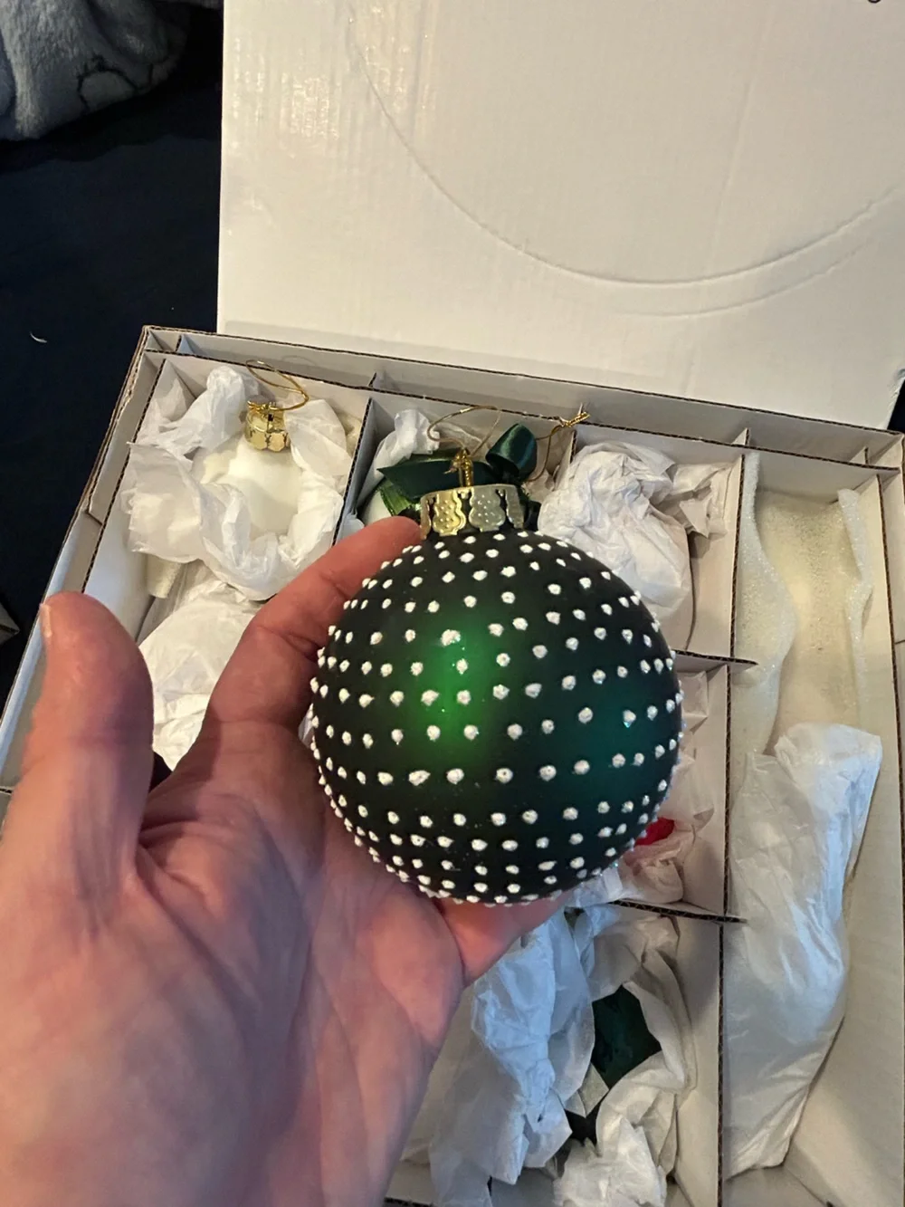 Grandinroad Red & Green Glass Holiday Ornament Set